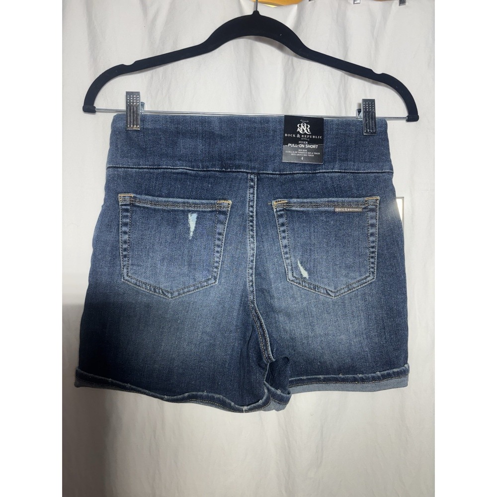 NEW Womens Rock‎ & Republic Denim RX Fever Pull-On Jean Shorts. Size 4 NWT M8 - Picture 4 of 6